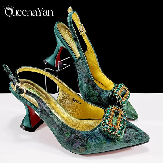 Italian Design Rhinestone-encrusted Ladies Party Shoes And Special Bag Women High Heels Wedding Dual Purpose Bag