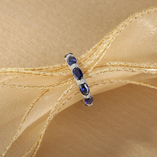 Sapphire Sparkling Ring Oval Cut Design 925 Sterling Silver for Women Men Wedding Elegant Party Jewelry Gifts Hot Sale