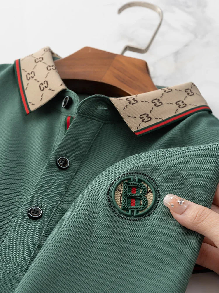 2025 New Summer Men's Business Leisure High end Fashion Boutique Embroidery Original Design Top Short sleeved Polo Shirt