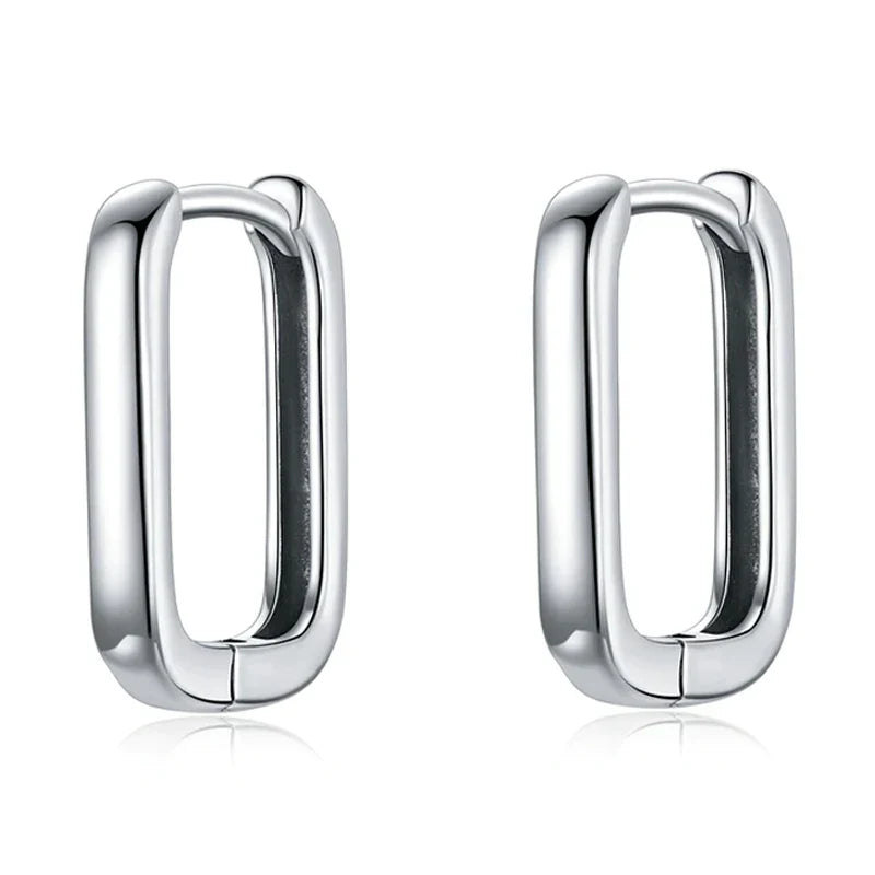 Silver Square buckle Earrings 925 Sterling Silver Classic French Earring for Women Party Wedding Fine Jewelry BSE478
