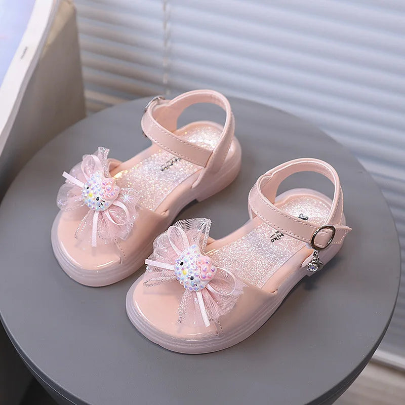 2026 Princess Girls Sandals Summer Children Beach Shoes Girls Open-toed Sandals Soft PU Leather Flat Kids Sandals For Girl