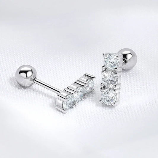 0.6CTTW Screw Buckle Moissanite Stud Earrings for Women Lab Created Diamond Wedding Jewelry S925 Sterling Silver Earring
