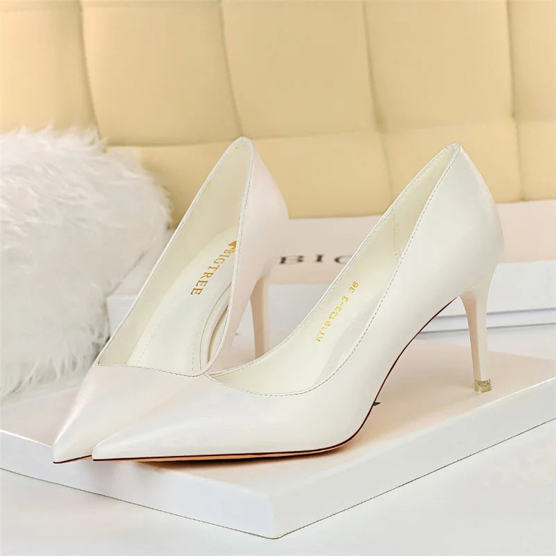 2023 Women 7.5cm 10.5cm High Heels Pumps Lady Wedding Bridal Scarpins Stripper Low Heels Plus Size Fetish Party Blue Pink Shoes