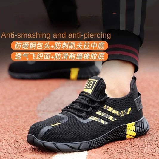 Work Sneakers Men's Safety Shoes Construction steel toe work Shoes Safety boots Men's shoes Puncture proof work summer Kevlar
