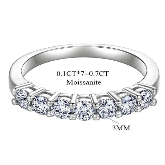 3mm D Color Moissanite Ring s925 Sterling Sliver Plated 18k White Gold Eternity Band Wedding Engagement Rings For Women