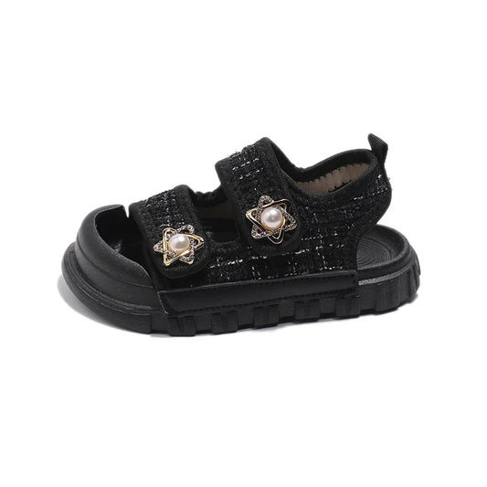 2025 Summer New Children Sandals Girls Elegant Princess Style Sandals Baby Anti-kick Foot Protection Sandals