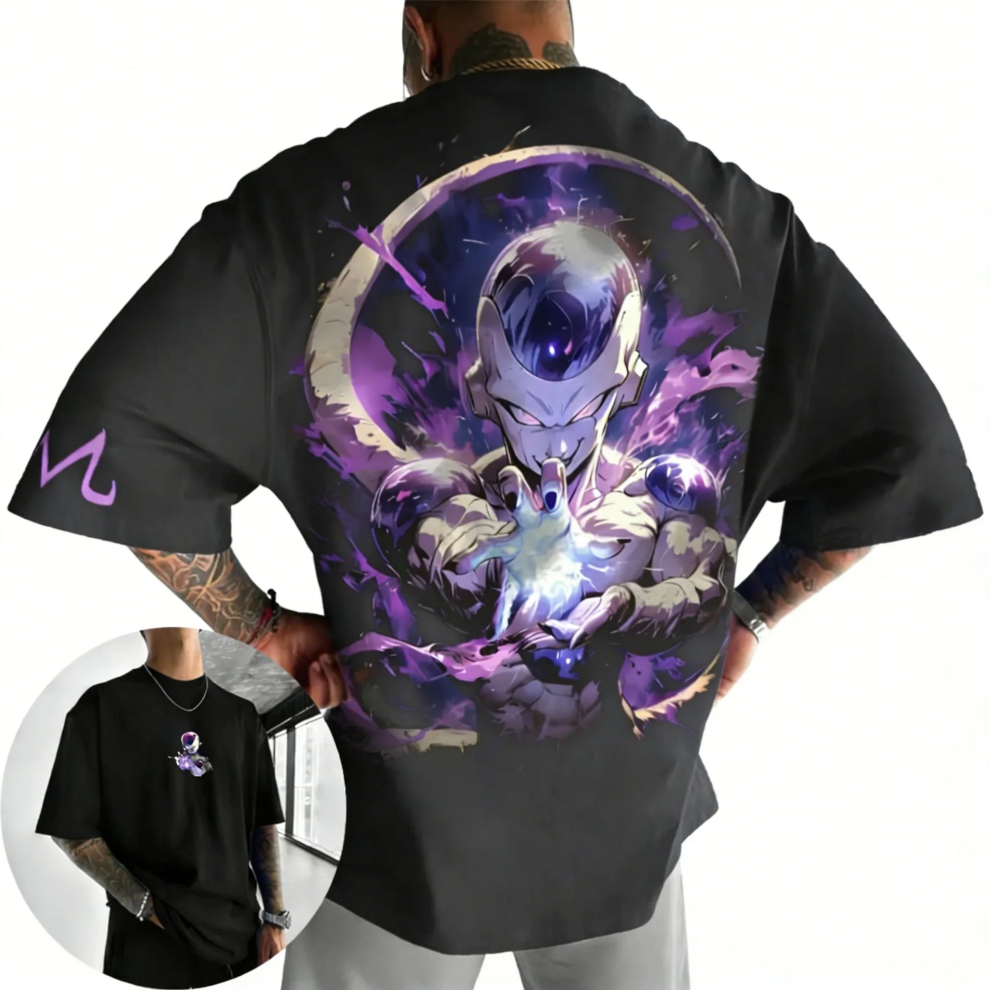 Anime Cotton T-shirt Summer New Frieza Printed Men's and Women's Trendy Versatile Loose Casual Short Sleeve Top