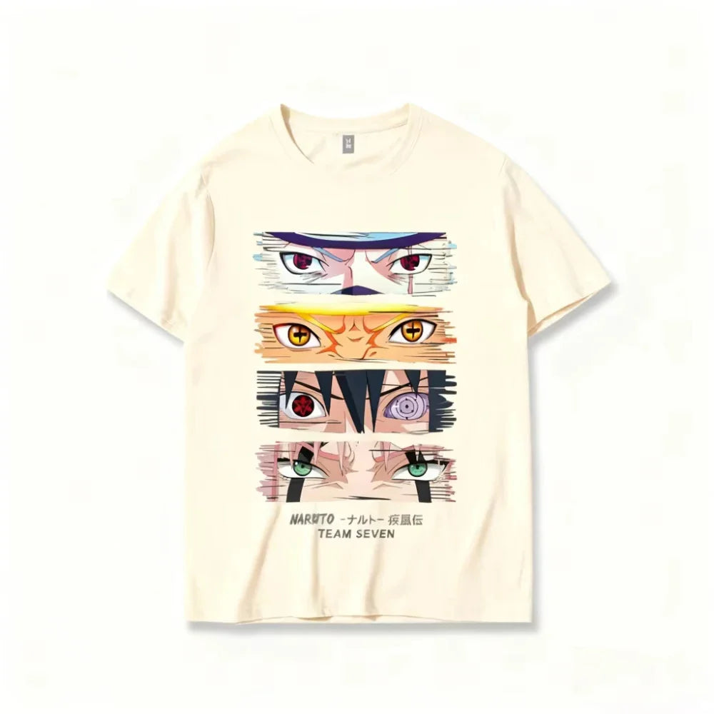 Anime Uzumaki Uchiha Sasuke Haruno Sakura Men's and Women's Summer Printed T-shirts Short Sleeved Cotton Top Base T-Shirt