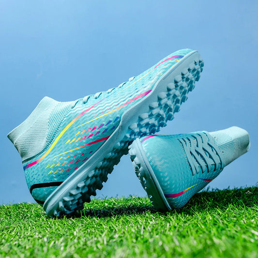 Wear Resistant TF Turf Soccer Boots PU Elastic Fabric Upper Rubber Stable Grip Sole Youth Boys Girls Football Shoes