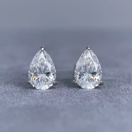 Luxury 1-4CT D Color Moissanite Stud Earrings For Women Party Fine Jewelry S925 Sterling Silver Pear Cut Diamond Earring