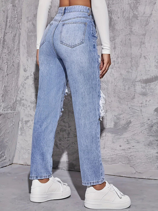 High Waist Straight-crotch Loose Slim Design High-street Pants