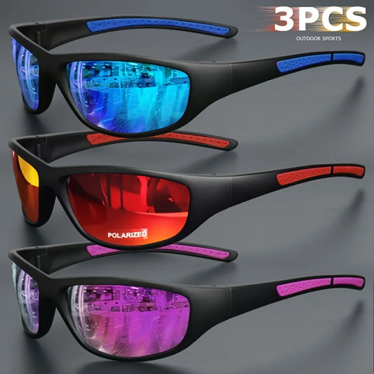 1/3PCS Unisex Polarized Sports Sunglasses Photochromic Wraparound Lenses for Cycling Fishing Driving Night Vision