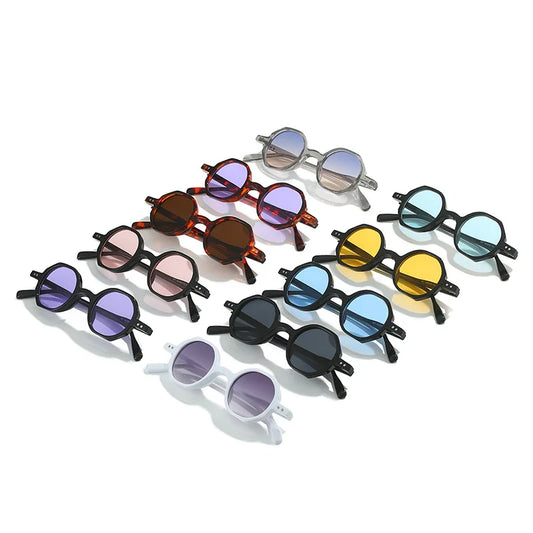 Classic Vintage Sunglasses Men Small Round Retro Punk Ocean Color Sun Glasses Gradient Clear Lens Driving Eyewear 2025