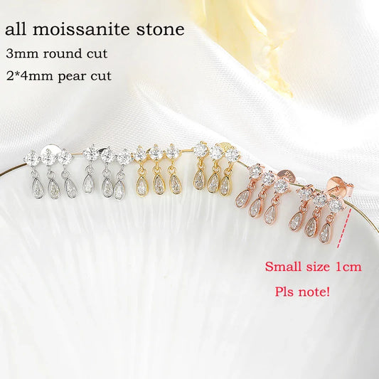 Pear Cut Full Moissanite Drop Earrings for Women Sparkling Luxury Quality Jewelry Wedding Party S925 Sterling Silver