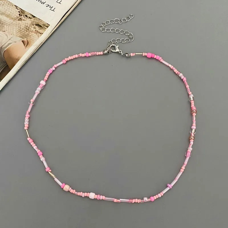 1 pc Irregualr Glasses Beads Choker Necklace for Women Fashion Trendy Popular Short Neck Jewelry Colorful Necklace Wholesale