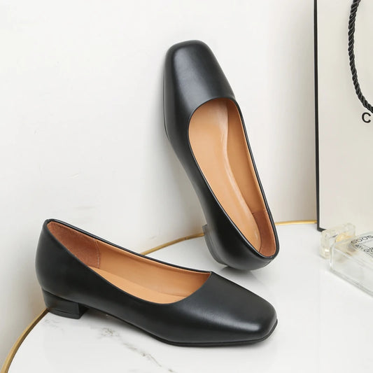 Spring Autumn Women Elegant Square Toe Low Heel Shallow Cut Single Shoes Casual Pumps Shoes for Women 35-41 Platform Shoes