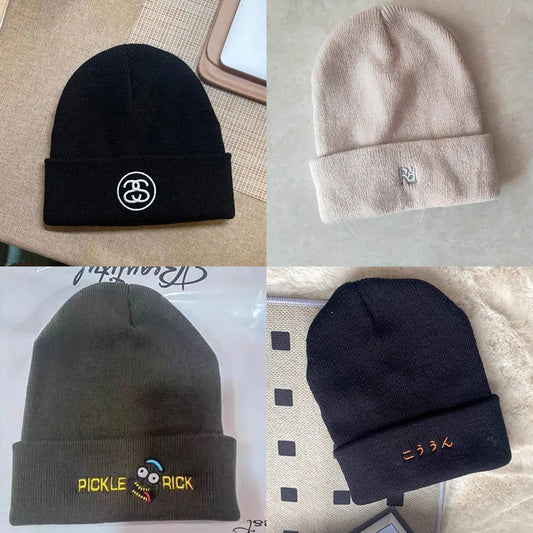 DIY Personalized Embroidered Design Knitted Hat Custom Logo Autumn Winter Warm Beanie Team Customize Stocking Skull Balaclava