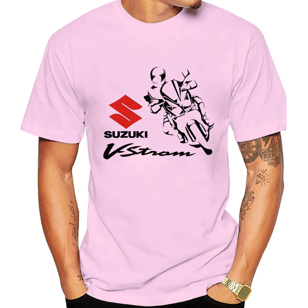2026 V-Strom Summer New Bestseller 100% Cotton Trend Men T-shirt Daily Outdoor Sports Casual Loose Street Short Sleeve