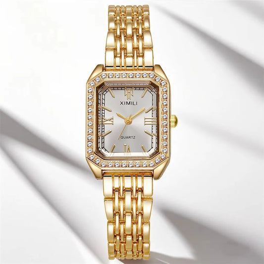 2025 Light luxury Brand Watch Women Business Simple Diamond Gold Watches Casual Female Student Fashion Quartz Clock Wristwatches