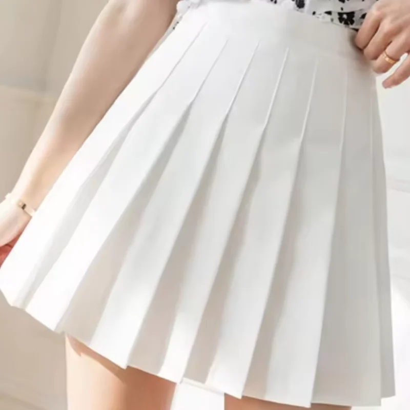 2025 New Vintage Gray Pleated Skirt Women Kawaii High Waist Mini Skirts Korean Fashion School Uniform Harajuku Streetwear Spring