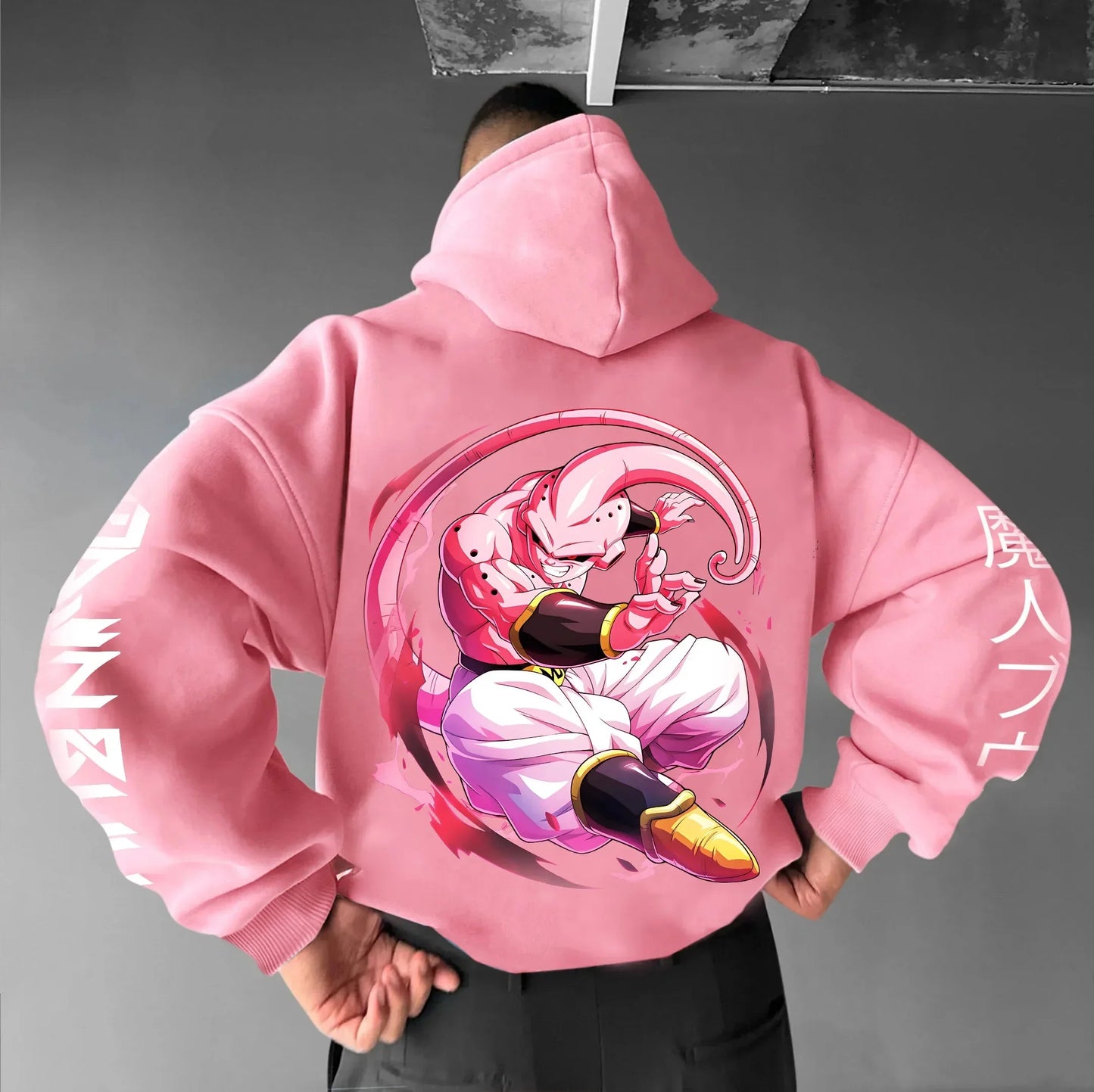 2026 Autumn Winter Dragon Ball Hoodie High Quality 100% Cotton Majin Buu Print Unisex Oversized Casual Pullover for Adults Kids