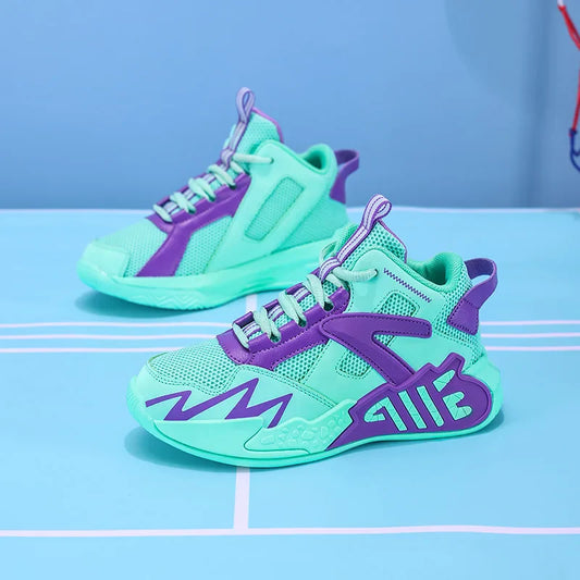 A pair of children's four-season mesh high-top basketball shoes, wear-resistant basketball shoes, sizes 33-40,HL-999