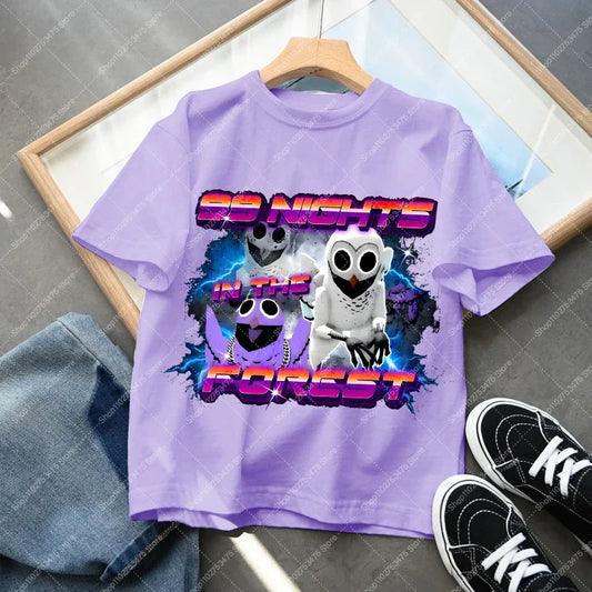 Game 99 Nights in The Forest Short Sleeve T-shirt for Boy Kids Cartoon Cotton Tops Children Anime Cute Tee Summer Clothing Gifts