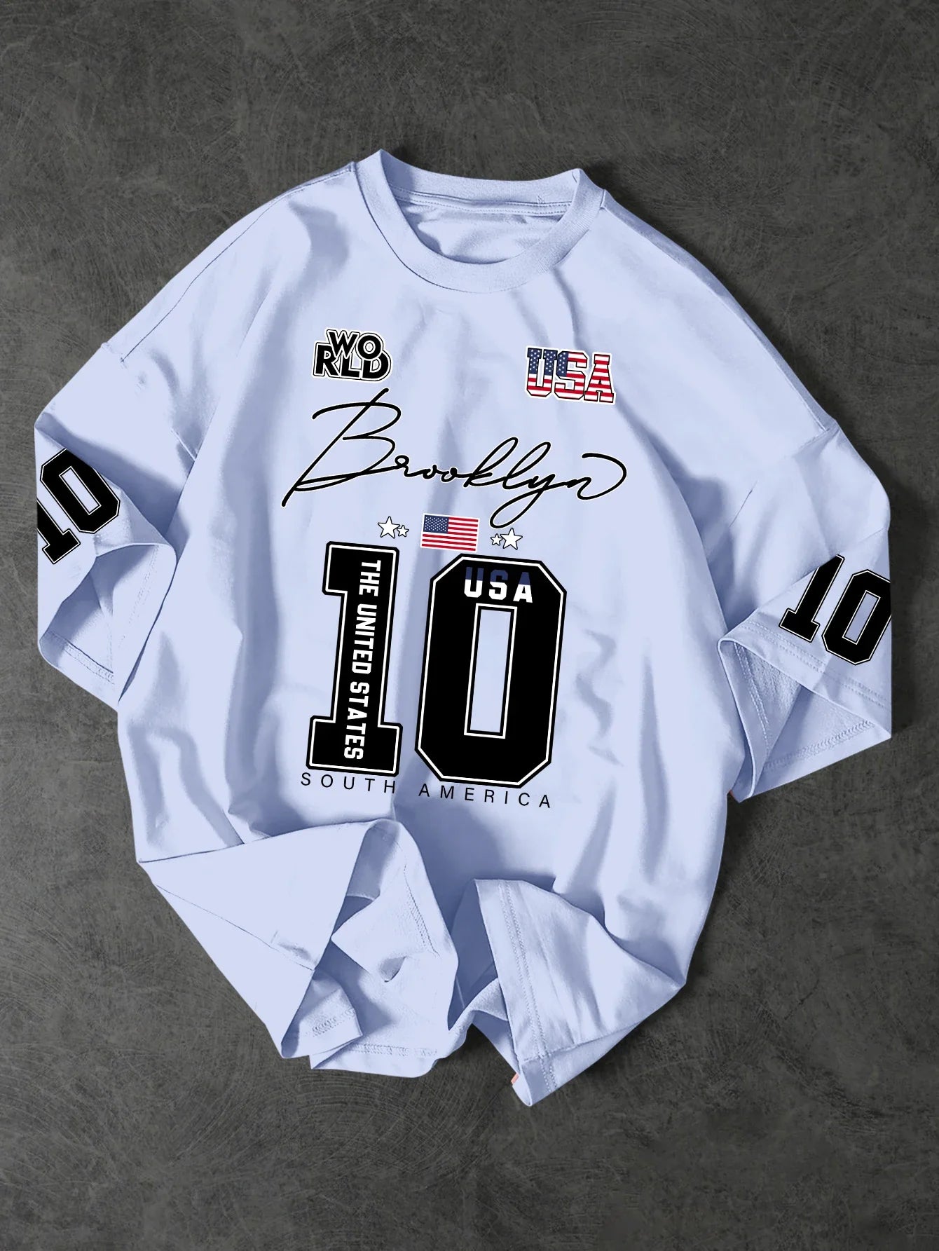 New Men's Brooklyn 10 T-Shirt USA Flag Graphic Print Streetwear Crew Neck Short Sleeve Polyester Tops S-2XL