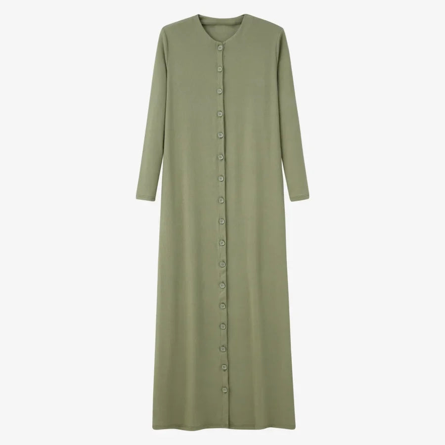 summer woman dress comfortable ribbing maxi button dress lady clothes