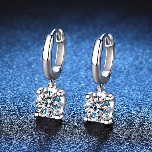 Trendy 0.5-1CT D Color Moissanite Diamond Drop Earrings for Women Ear Fine Jewelry S925 Silver Plated PT950 Earring Gift