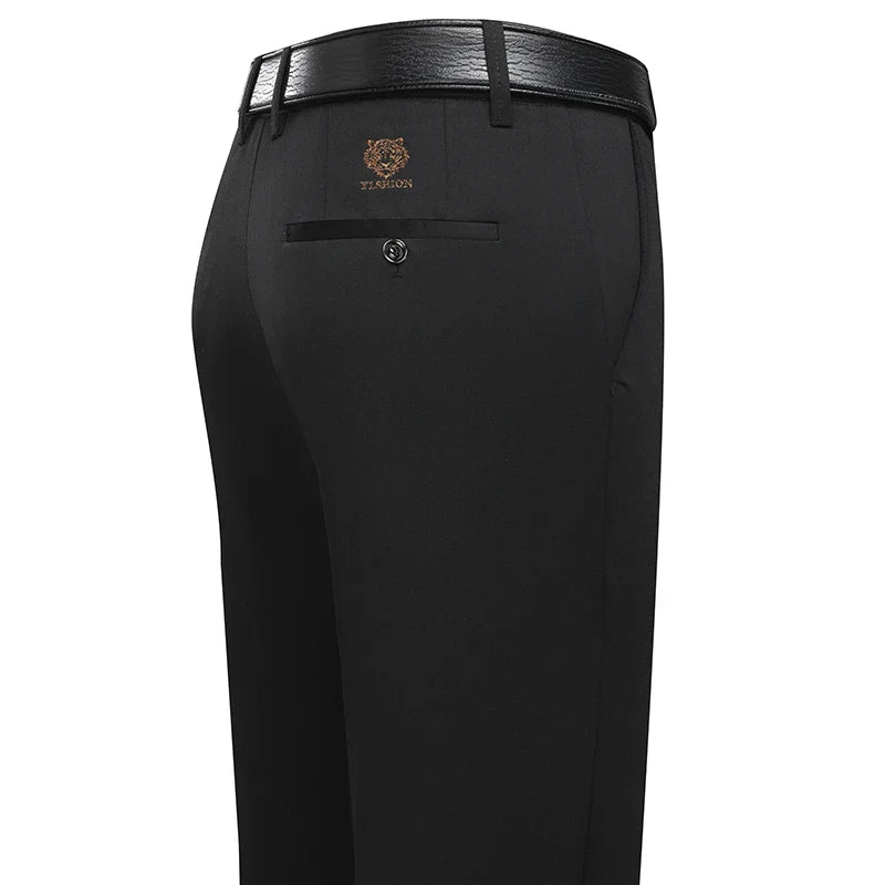 Spring Summer Men's Pants Stretch Solid Black Smart Casual Men's Trousers Office Quick Dry Dress Pants Stretch Straight Pants