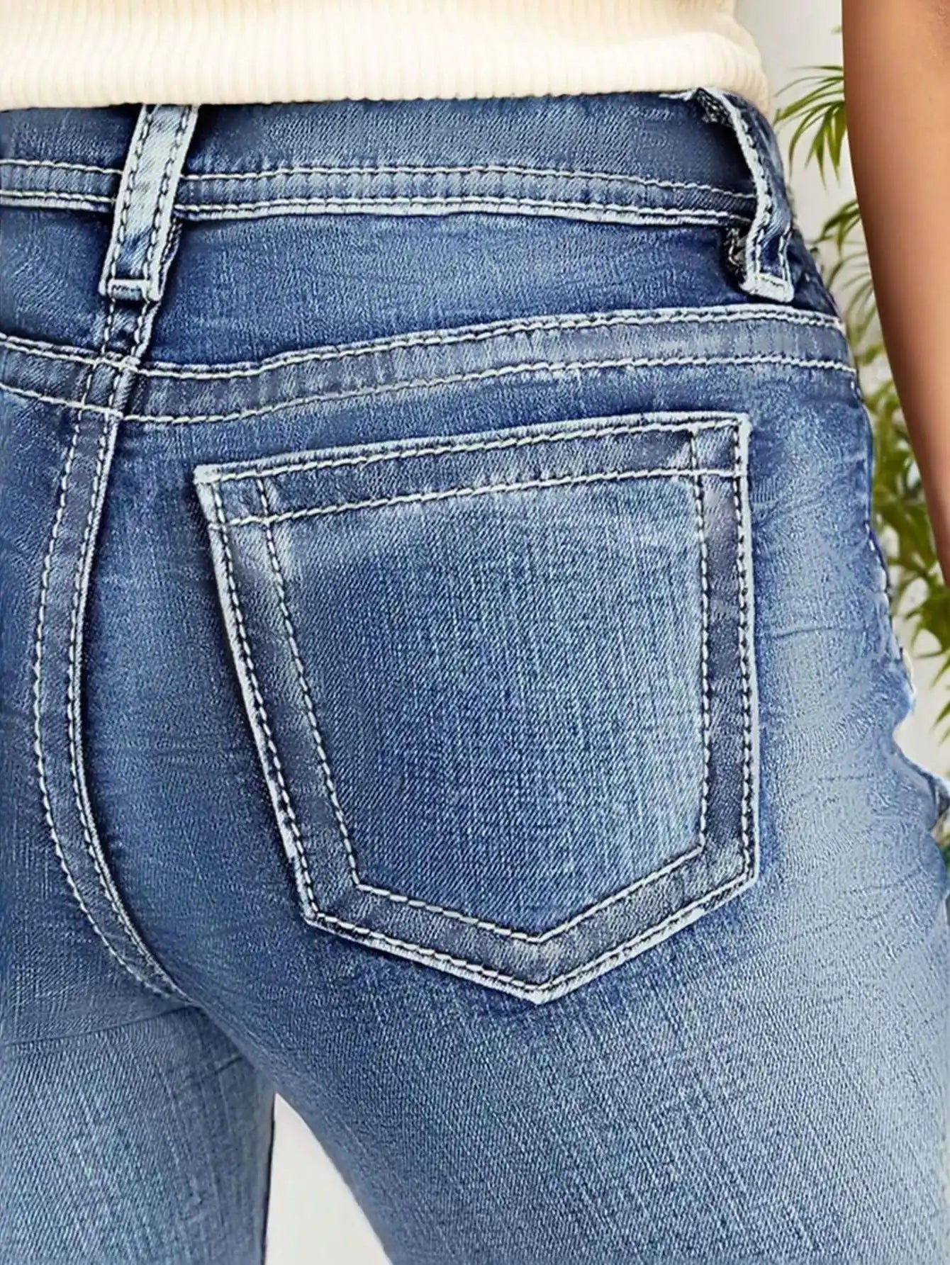 Women's Casual Button Pocket Jeans - High-Quality Straight-Leg Denim Pants