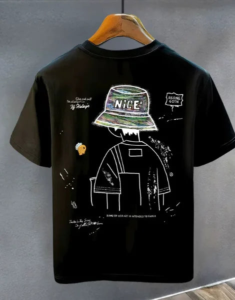 2026 New Short-sleeved T-shirt for Men, Pure Cotton Summer Loose, Simple and Fashionable Printed Top