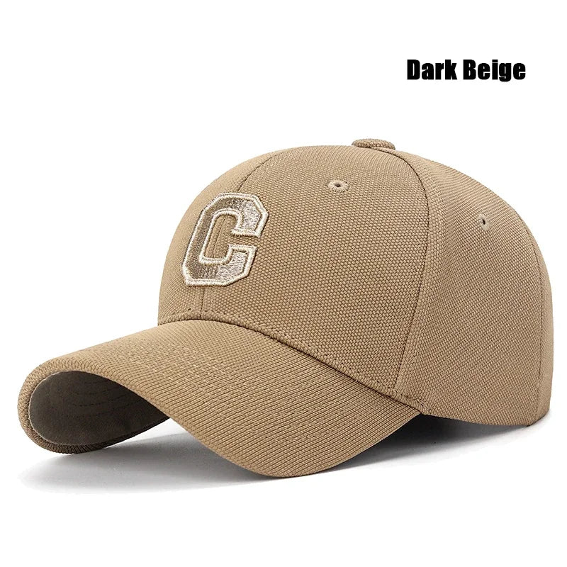 New High Quality Cotton HardTop Baseball Cap Elastic Pineapple Cloth Material Gold Thread Embroidery Craft C Letter Design Style