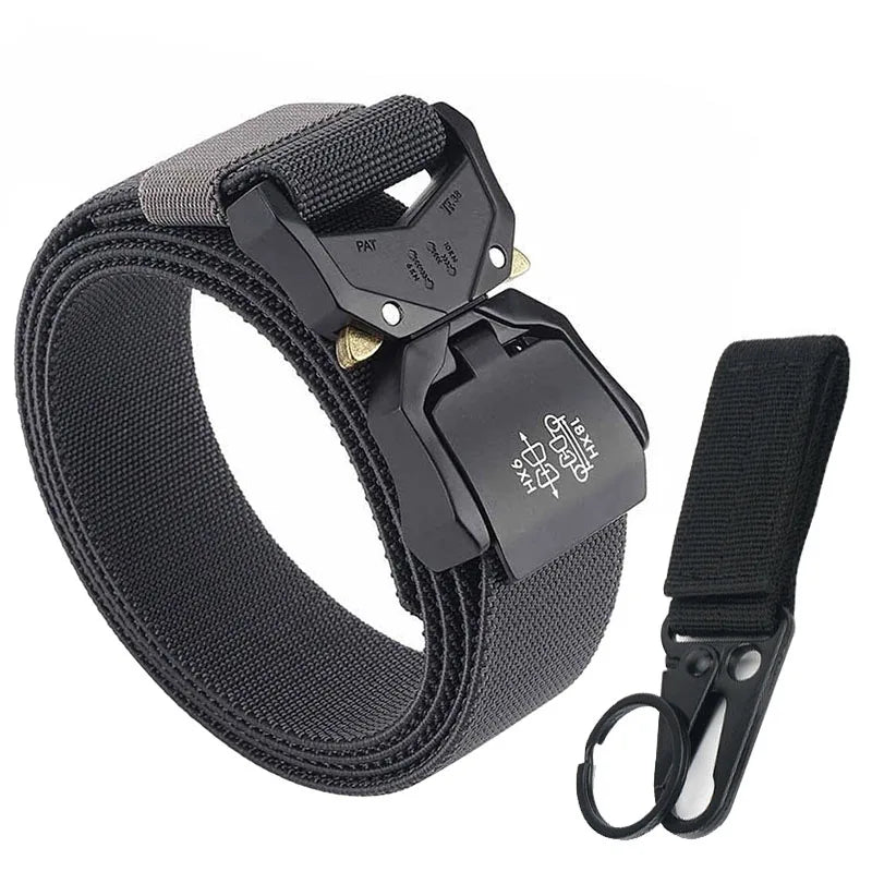 140cm Elastic Belt For Men Aluminum Alloy Quick Release Buckle Strong Nylon Tactical Belt Male Military Accessories