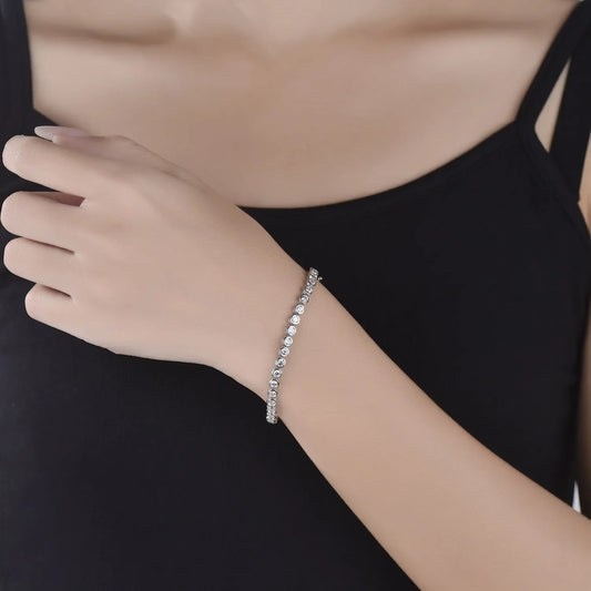 2mm 3mm Moissanite Round Bubble Diamond Tennis Bracelets for Woman Men 925 Silver Plated 18k Gold Hip Hop Chain Bracelet
