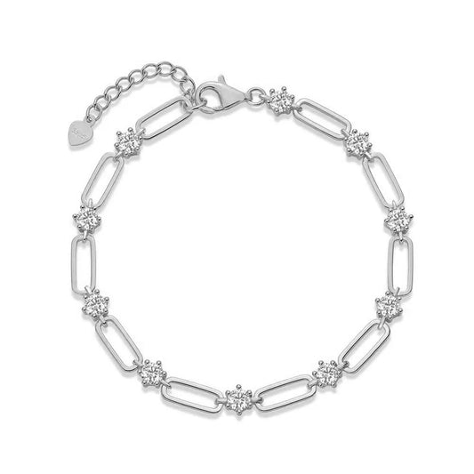 Round Cut Moissanite Bracelets for Women Men DVVS1 Lab Diamond 925 Sterling Silver Adjustable Chain Bracelets Jewelry