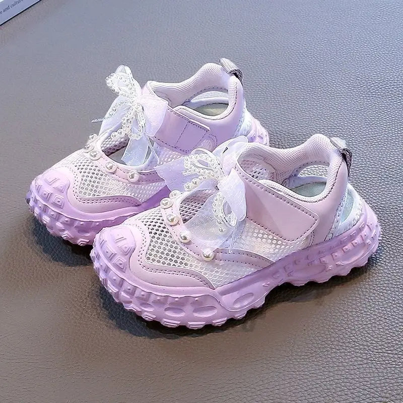 Girls' princess sandals summer 2026 new children's Baotou foreign pearl single mesh shoes for children mesh sneakers