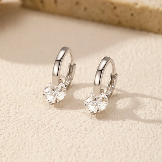 1.0CT D Color Moissanite Hoop Earrings 925 Sterling Silver Luxury Buckle Earrings For Women Wedding Fine Jewelry Gifts