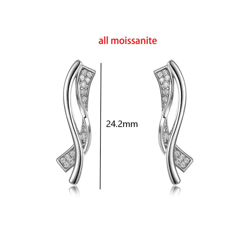 New Pass Test All Moissanite S-shaped Irregular Drop Earrings for Women Bridal Earrings Lab Diamond 925 Silver Jewelry