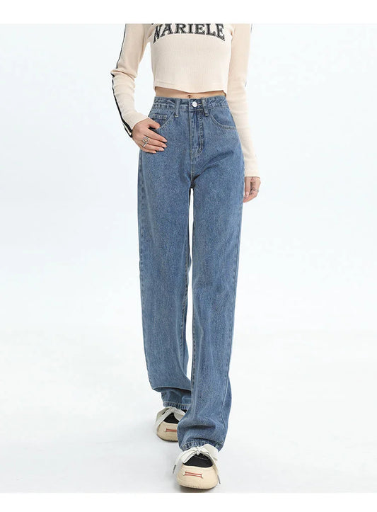 High Waist Retro Wide Leg Versatile And Casual Jeans