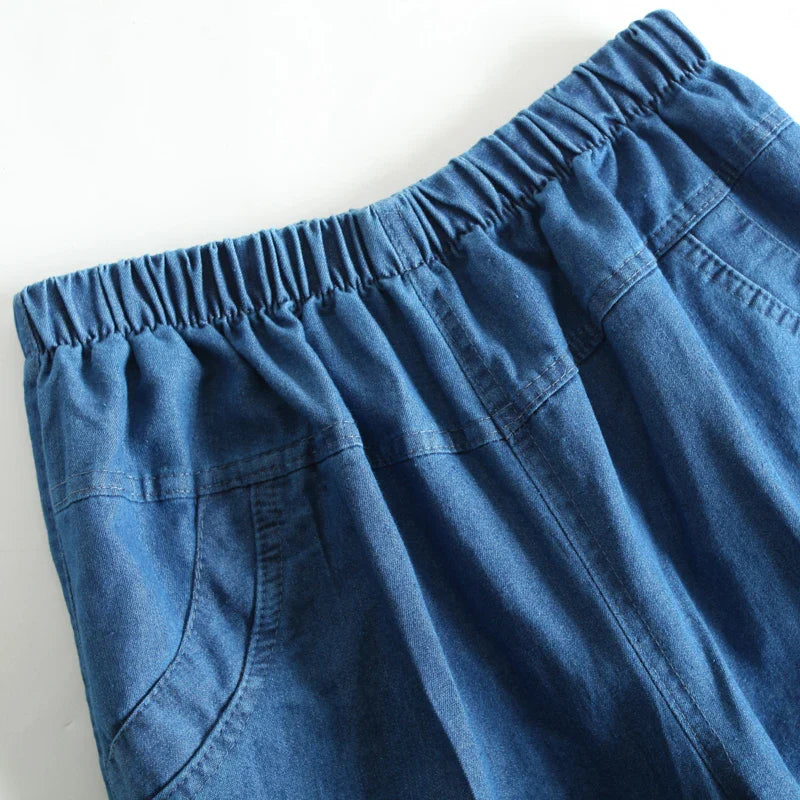 Womens Jeans High Waist Casual Elastic Mother Straight Pants