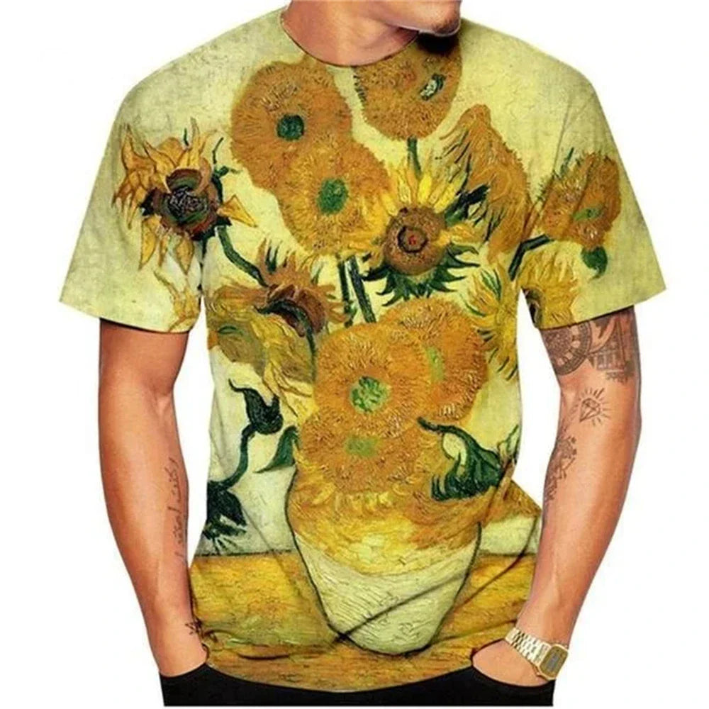2026 Summer Vincent Van Gogh Art the Starry Night 3D Printed T-Shirt Men Women Causal Retro Short Sleeve Tee Tops Kids Clothing