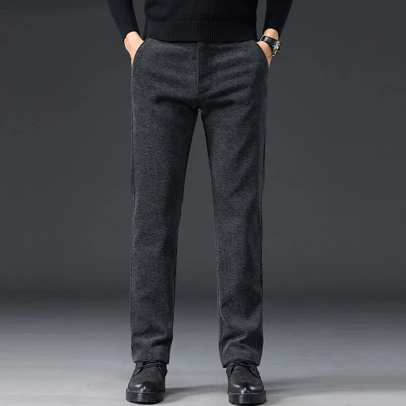 Men's Slim Fit Chenille Long Pants Advanced Business Casual Trousers Trend Autumn Comfortable Daily Wear Male Clothing