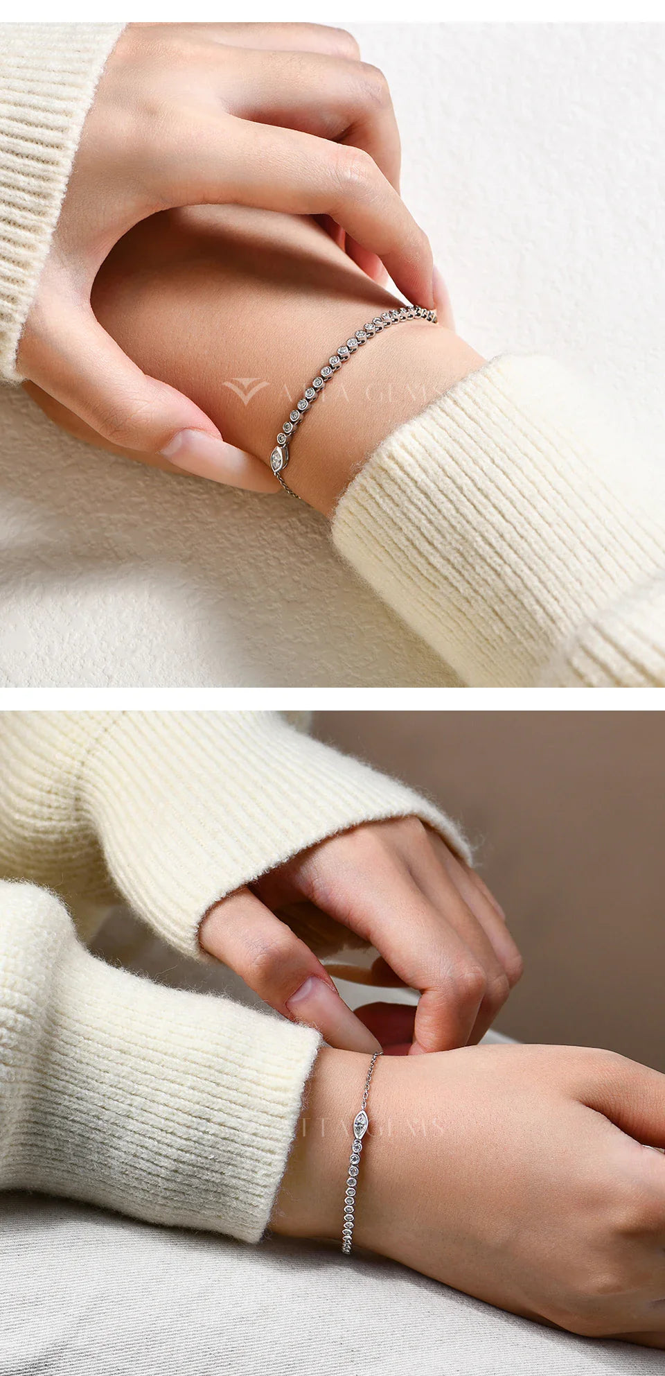 Adjustable Moissanite Tennis Bracelet Original Snake Shape S925 Sterling Silver for Women Birthday Gifts Jewelry 16+5cm