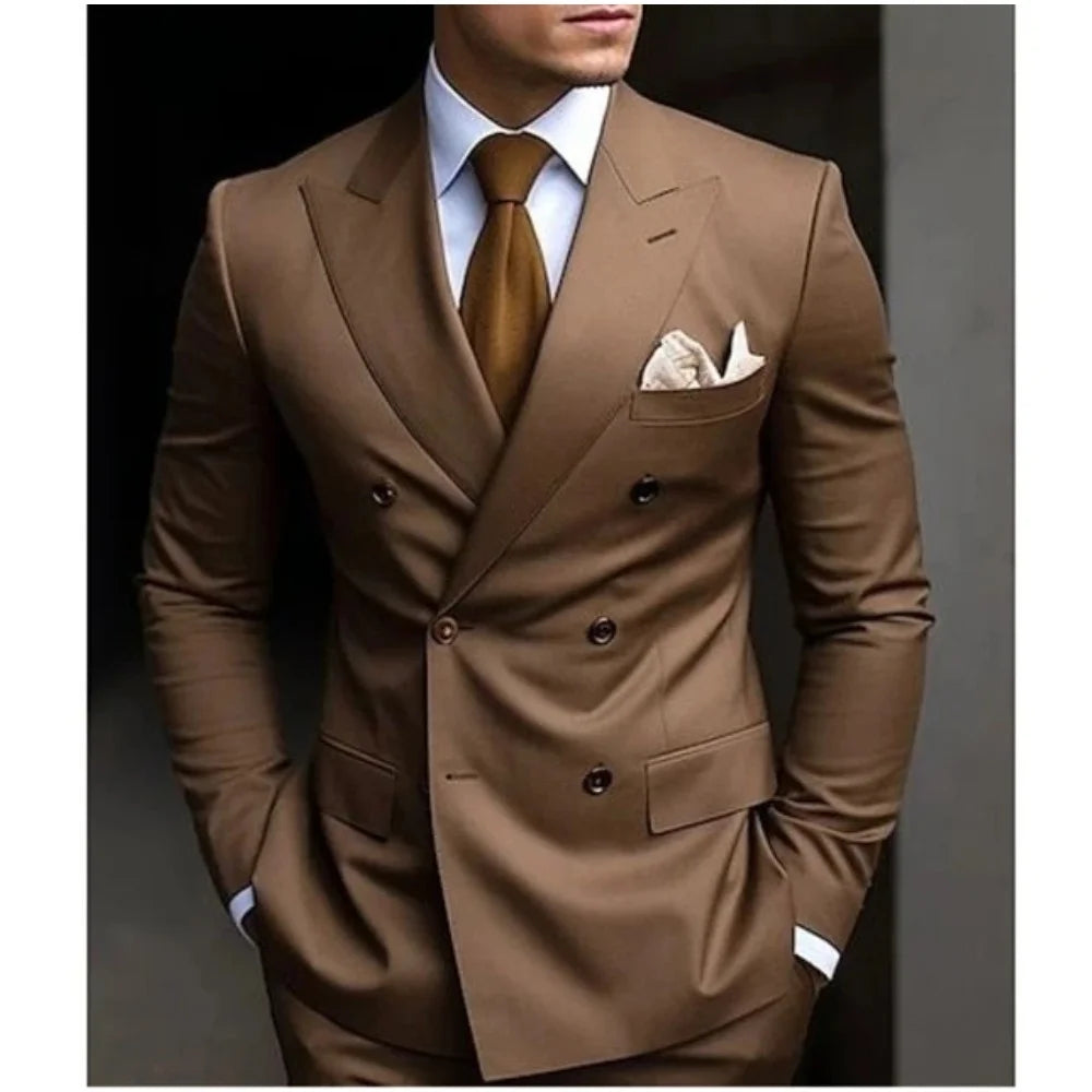 Men's Wedding Tuxedo Suit Formal Sparkling Orange Burnt 2-Piece Suit with Metal Button Trabajo Daily Wear