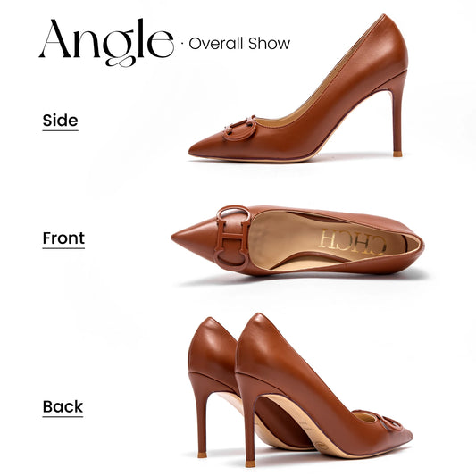 Women's High Heels New Pointed Metal Buckle Party Carnival Women's Shoes 9cm