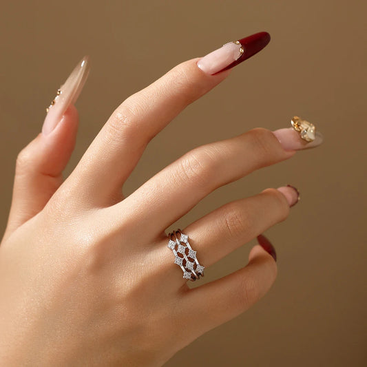 Luxury Three-layer 925 Sterling Silver Ring D VVS1 Stackable Moissanite Rings for Women Engagement Promise Jewelry Gift