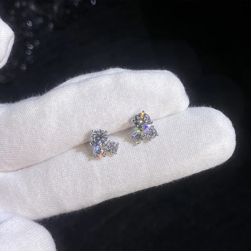 All D VVS1 Moissanite Stud Earrings for Woman Wedding Jewely 925 Sterling Sliver with white Gold Plated Studs Earring