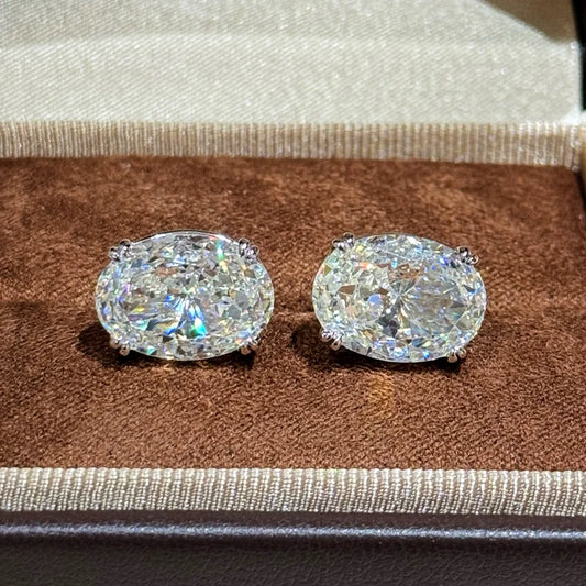 5CT Oval Cut High Carbon Diamond Earrings for Women 100% 925 Sterling Silver Sparkling Ear Stud Fine Jewelry Gifts